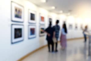 Group of people looking at art at The Bainbridge Island Museum of Art