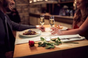 Couple have romantic evening in a Bainbridge Island Restaurants