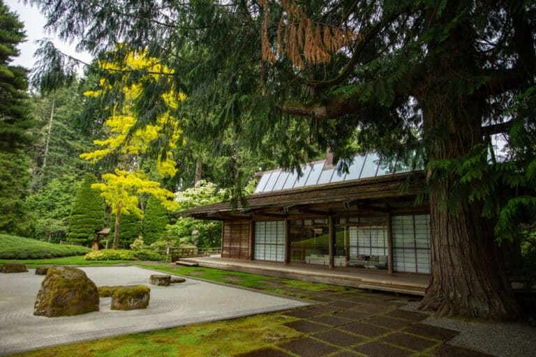 The Japanese Guest House and Sand & Stone Garden at Bloedel Reserve on Bainbridge Island.