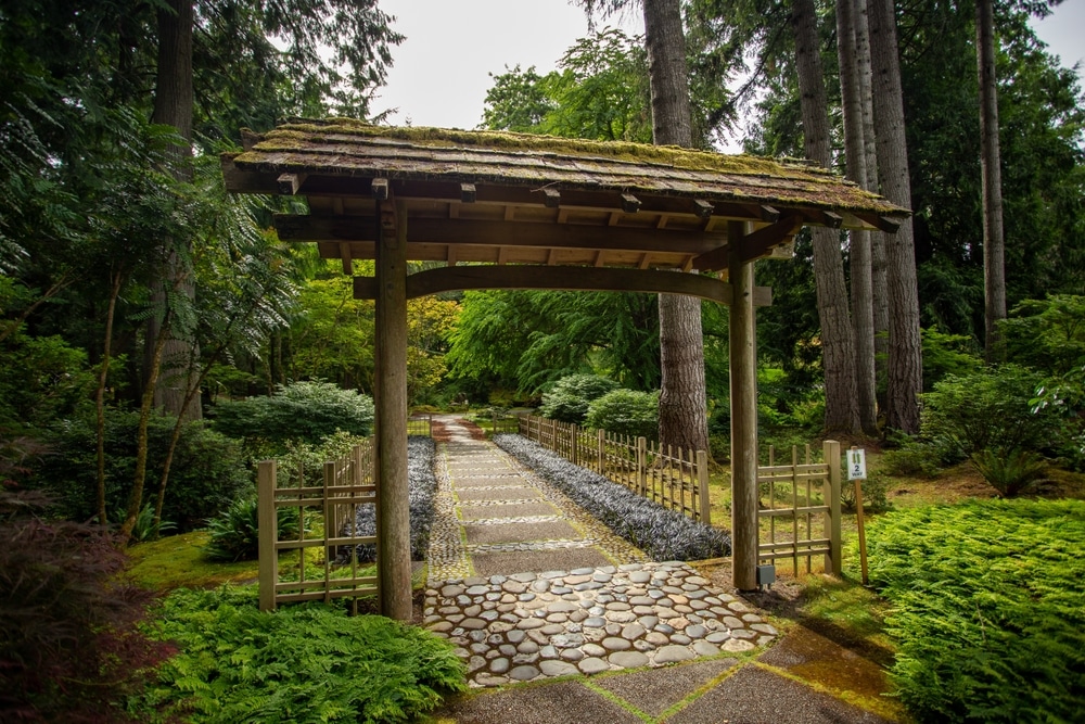 Wooden Gate at Bloedel Reserve, a great thing to do on your Washington Getaway on Bainbridge Island.