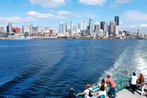 A scenic commute from Bainbridge Island on a Washington State Ferry to World Cup Seattle.